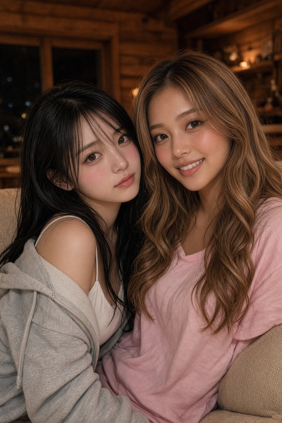 合宿先のコテージで、清楚な同期とギャル後輩に迫られて